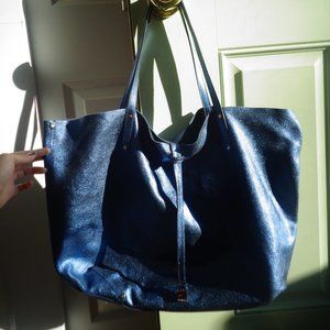 Reversible Tiffany and Co. Blue Suede Tote Bag